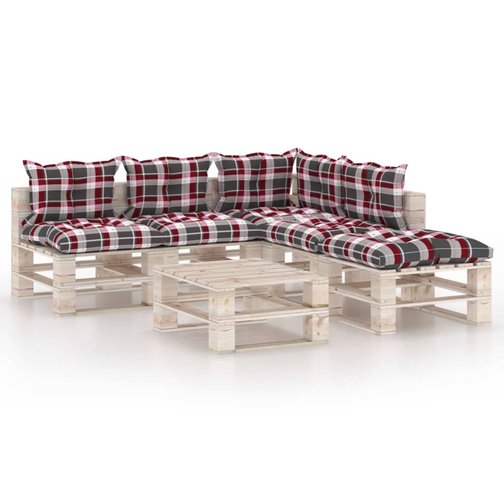 Set mobilier gradina din paleti, 6 piese, cu perne, lemn de pin