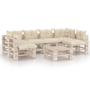 Mobilier de gradina din paleti cu perne colorate cu 21 piese, vidaXL, Lemn, 70 x 67.5 x 62 cm, Crem Mobilier de gradina din paleti cu perne colorate cu 21 piese, vidaXL, Lemn, 70 x 67.5 x 62 cm, Crem