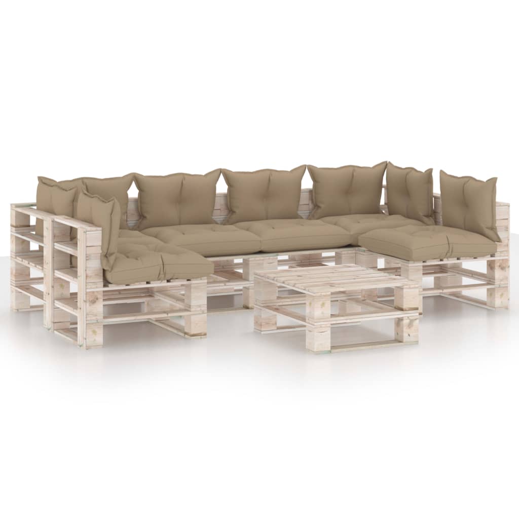 Mobilier de gradina din paleti cu perne colorate cu 21 piese, vidaXL, Lemn, 70 x 67.5 x 62 cm, Bej