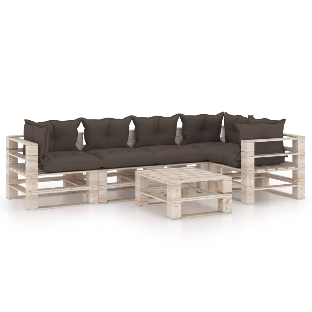 Mobilier de gradina din paleti cu perne bej cu 19 piese, vidaXL, Lemn, 70 x 67.5 x 62 cm, Bej