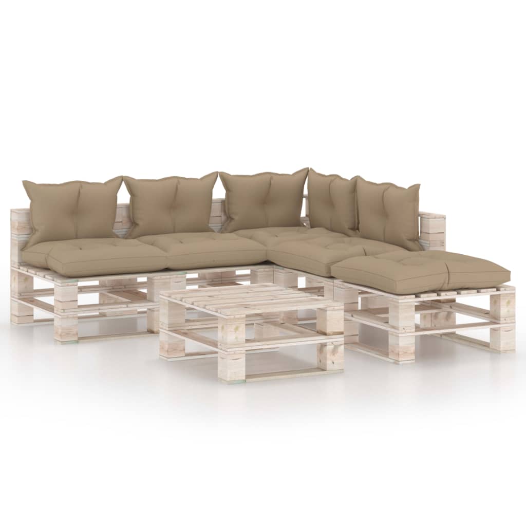 Set mobilier gradina din paleti, 6 piese, cu perne, lemn de pin