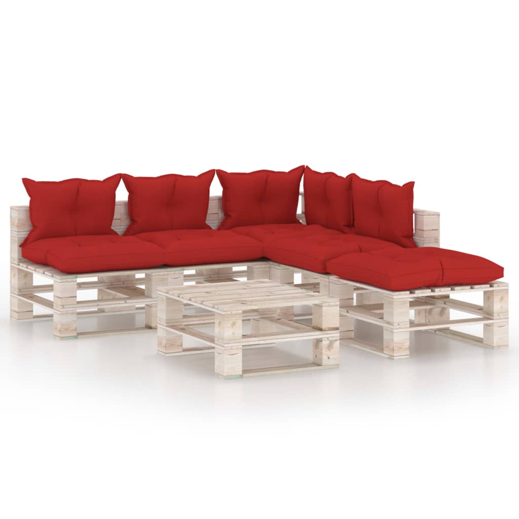Set mobilier gradina din paleti, 6 piese, cu perne, lemn de pin