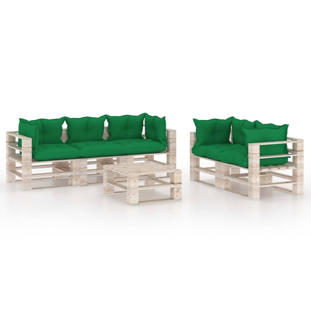 Set mobilier paleti pentru gradina, cu perne, 6 piese, lemn de pin