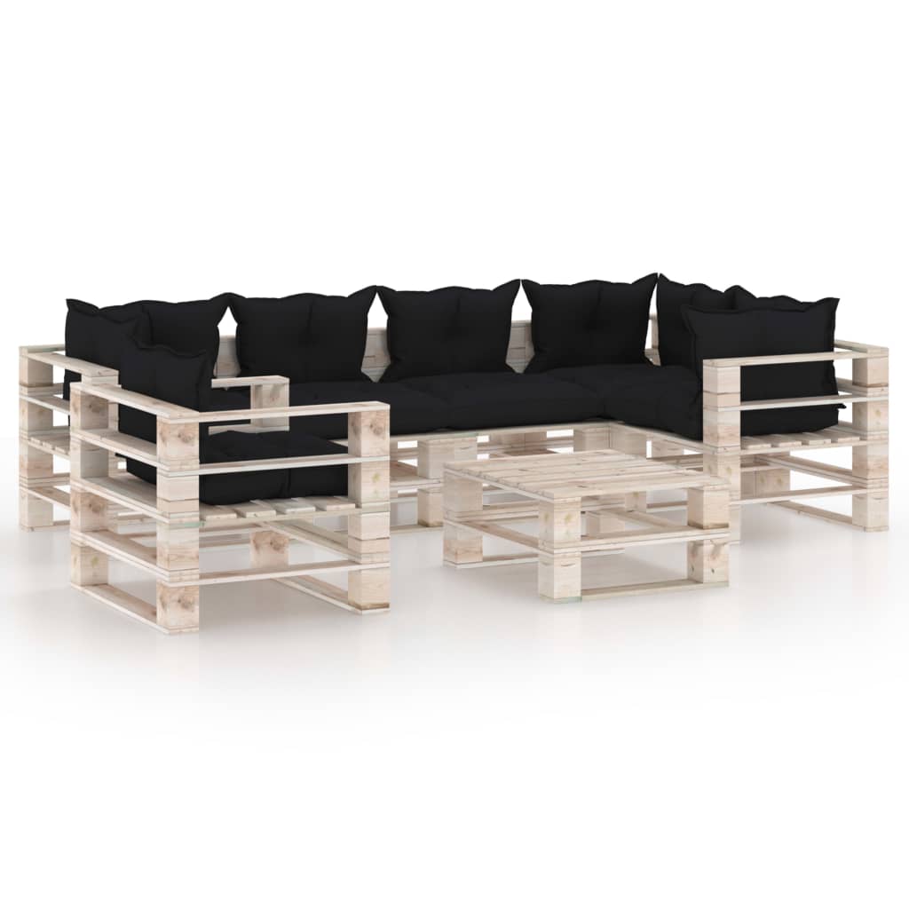 Mobilier de gradina din paleti cu perne colorate, vidaXL, Lemn, 70 x 67.5 x 62 cm, Negru