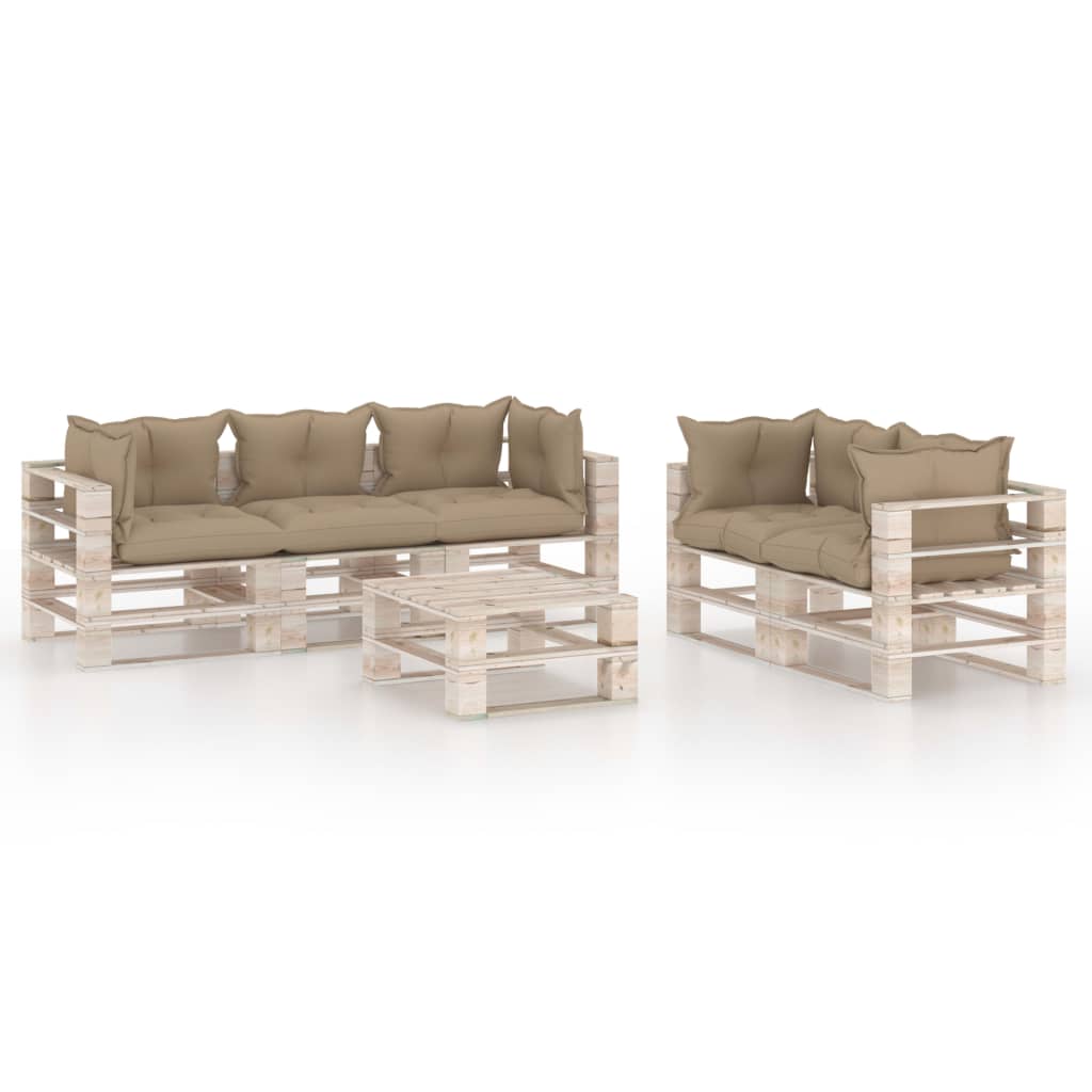Mobilier de gradina din paleti cu perne colorate cu 20 piese, vidaXL, Lemn, 70 x 67.5 x 62 cm, Bej