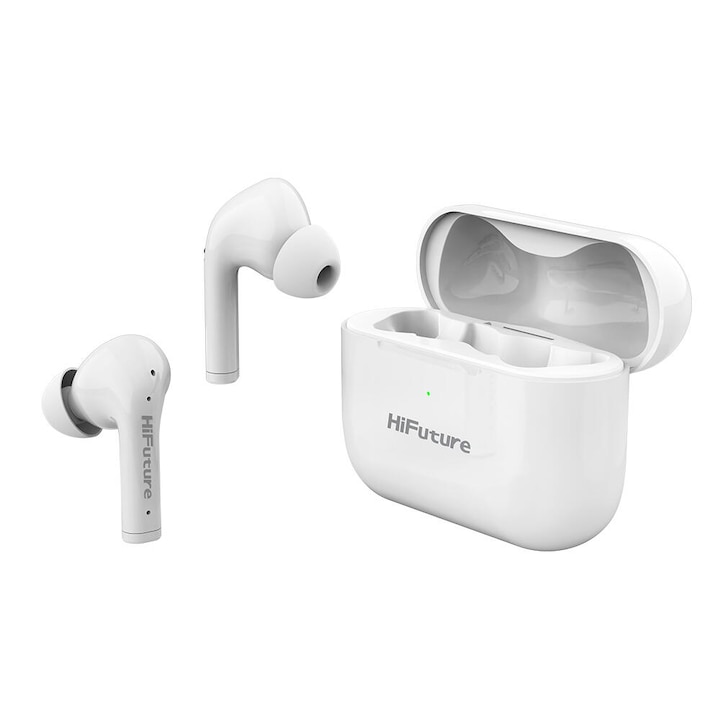 HiFuture TureAir ANC Vezeték nélküli fülhallgató, Bluetooth 5.0, mikrofon, hívásfogadás és -elutasítás, hangalapú Siri /Google Assistance hozzáférés, HD hang, médiavezérlés, érintésvezérlés, fehér