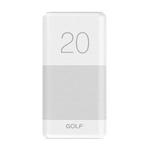 Baterie portabila Golf, 20000 mAh, 2 iesiri usb, Alb