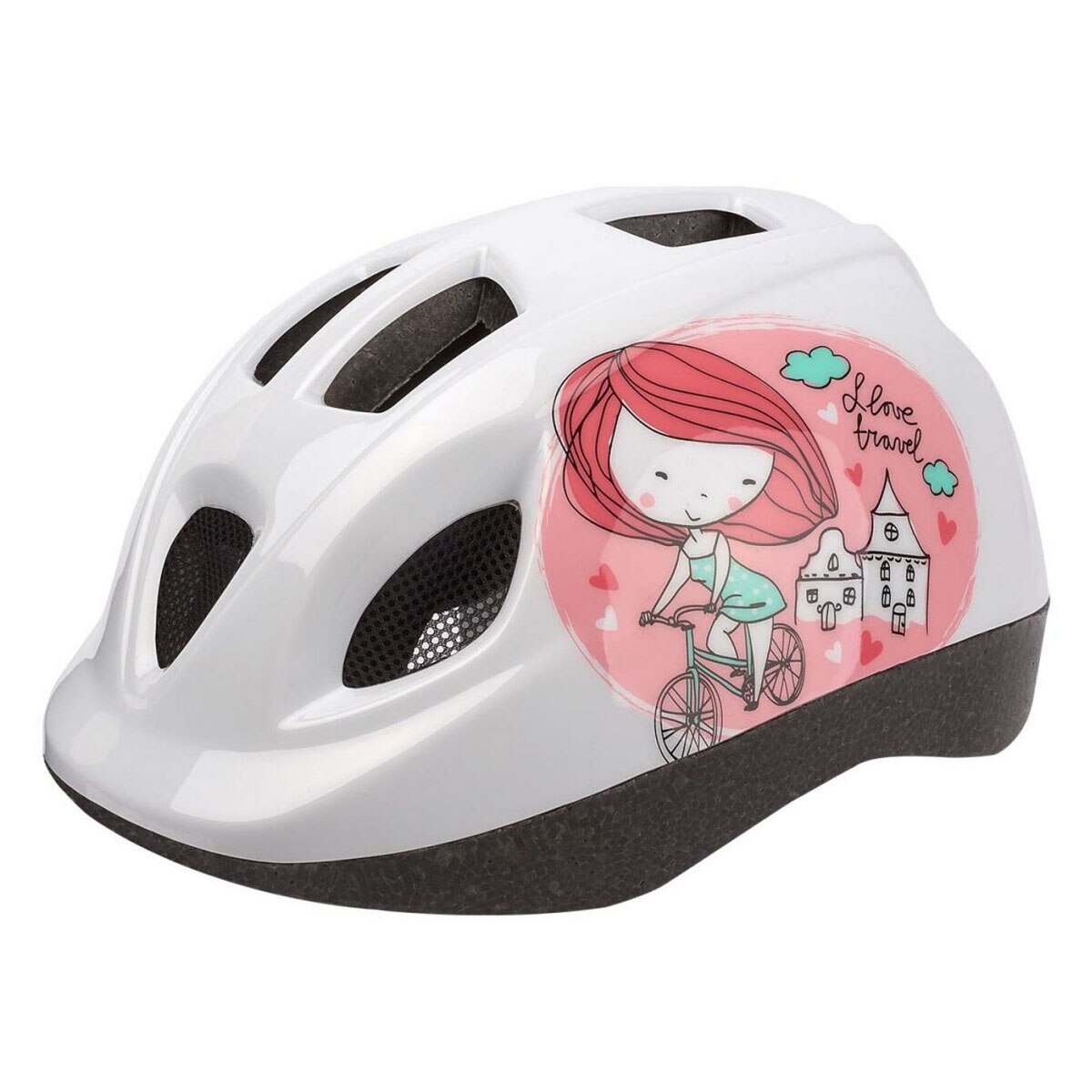 Casca copii Polisport Princess XS (46-53cm), alba-roz