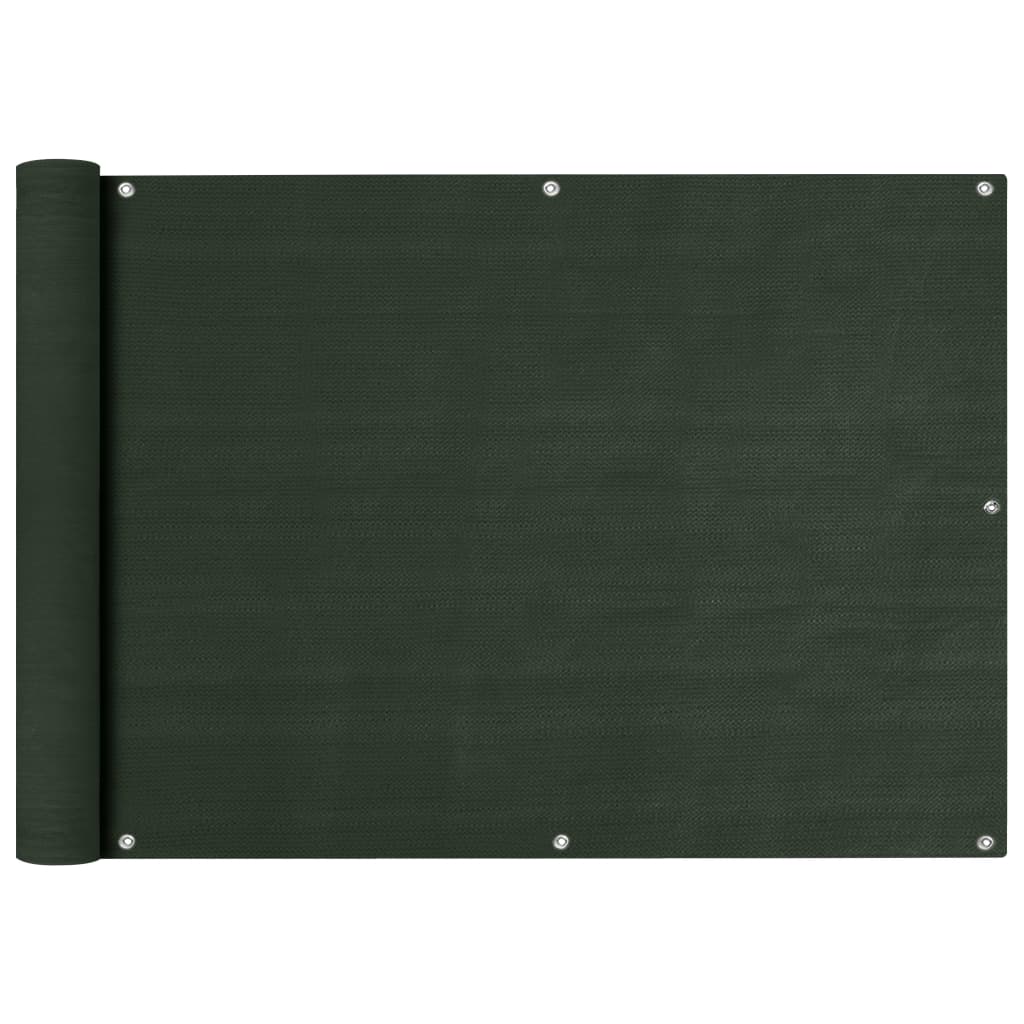 Paravan pentru balcon, vidaXL, Polietilena HDPE, 160 g/m², 75 x 600 cm, Verde inchis