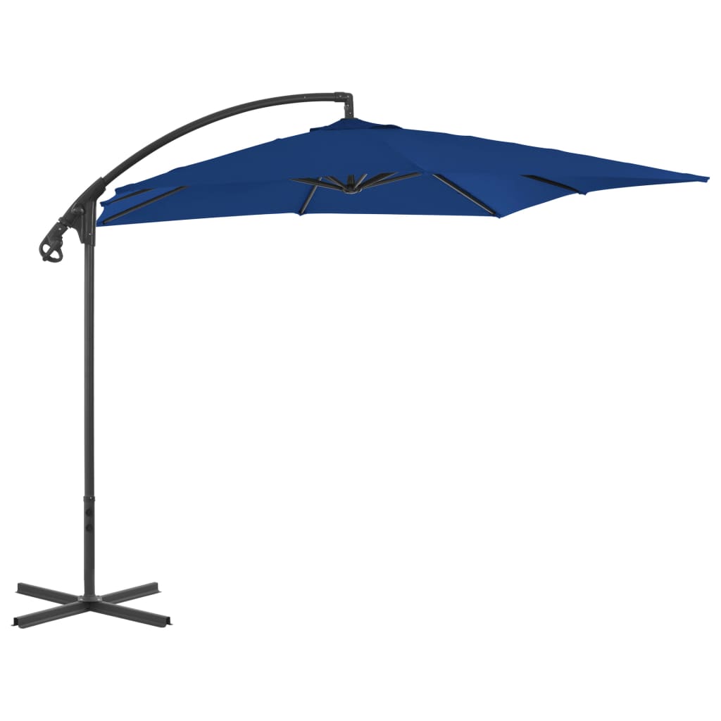 Umbrela de soare de exterior, vidaXL, Tesatura/Otel vopsit electrostatic, 250 x 250 x 260 cm, Albastru azuriu