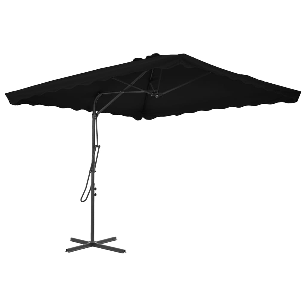 Umbrela de soare de exterior, vidaXL, Tesatura/Otel vopsit electrostatic, 250 x 250 x 230 cm, Negru