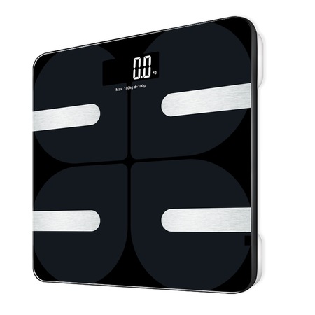 Cantar Corporal Inteligent eLIVE F13 Black, Bluetooth, 18 Functii de Masurare, 8 profiluri de utilizator, Sticla Securizata, Sincronizare Compatibila Apple Health, Google Fit si FitBit, 180 Kg, Negru