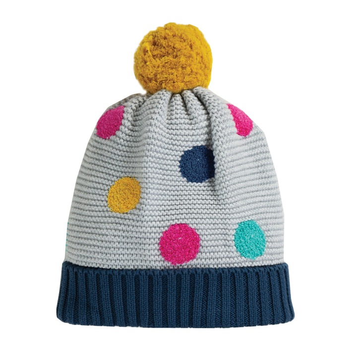Мека шапка, весели точки, органичен памук, многоцветна, детска, 6-10 години