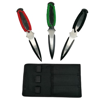 Set trei cutite de aruncat, Three Brothers, multicolor, otel inoxidabil, 18.5 cm Set trei cutite de aruncat, Three Brothers, multicolor, otel inoxidabil, 18.5 cm