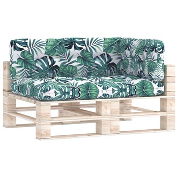 Set de 3 perne pentru canapea din paleti cu model frunze, vidaXL, Tesatura, 120 x 80 x 12 cm, Multicolour Set de 3 perne pentru canapea din paleti cu model frunze, vidaXL, Tesatura, 120 x 80 x 12 cm, Multicolour
