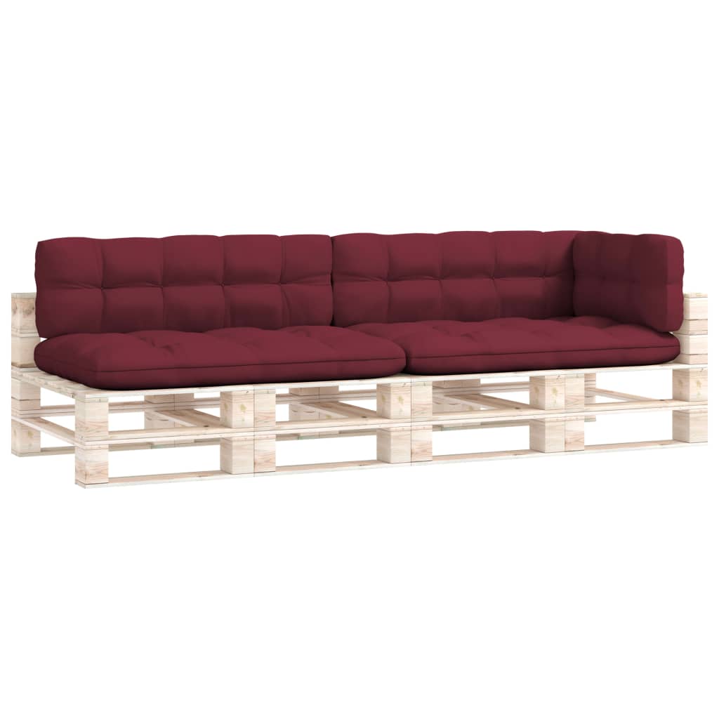 Set de 5 perne de canapea de gradina din paleti, vidaXL, Tesatura, 120 x 80 x 12 cm, Grena