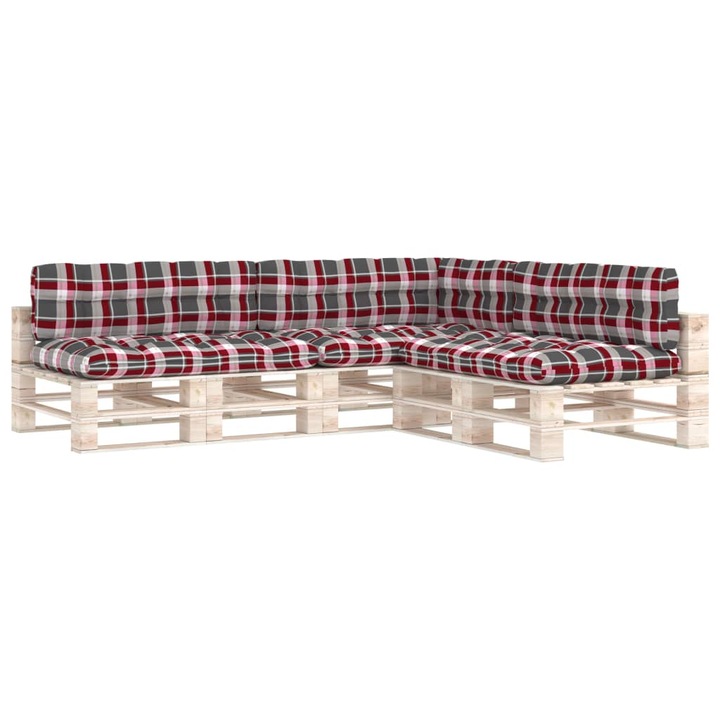 Set de 7 perne de canapea din paleti de gradina, vidaXL, Textil-Poliester, 120 x 80 x 12 cm, 160 g/m², Multicolor