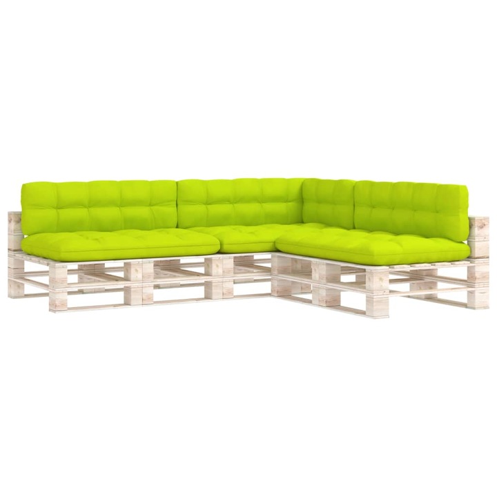 Комплект от 7 градински възглавници за диван vidaXL, Текстил-полиестер, 120 x 80 x 12 см, 160 гр / м², Светлозелен