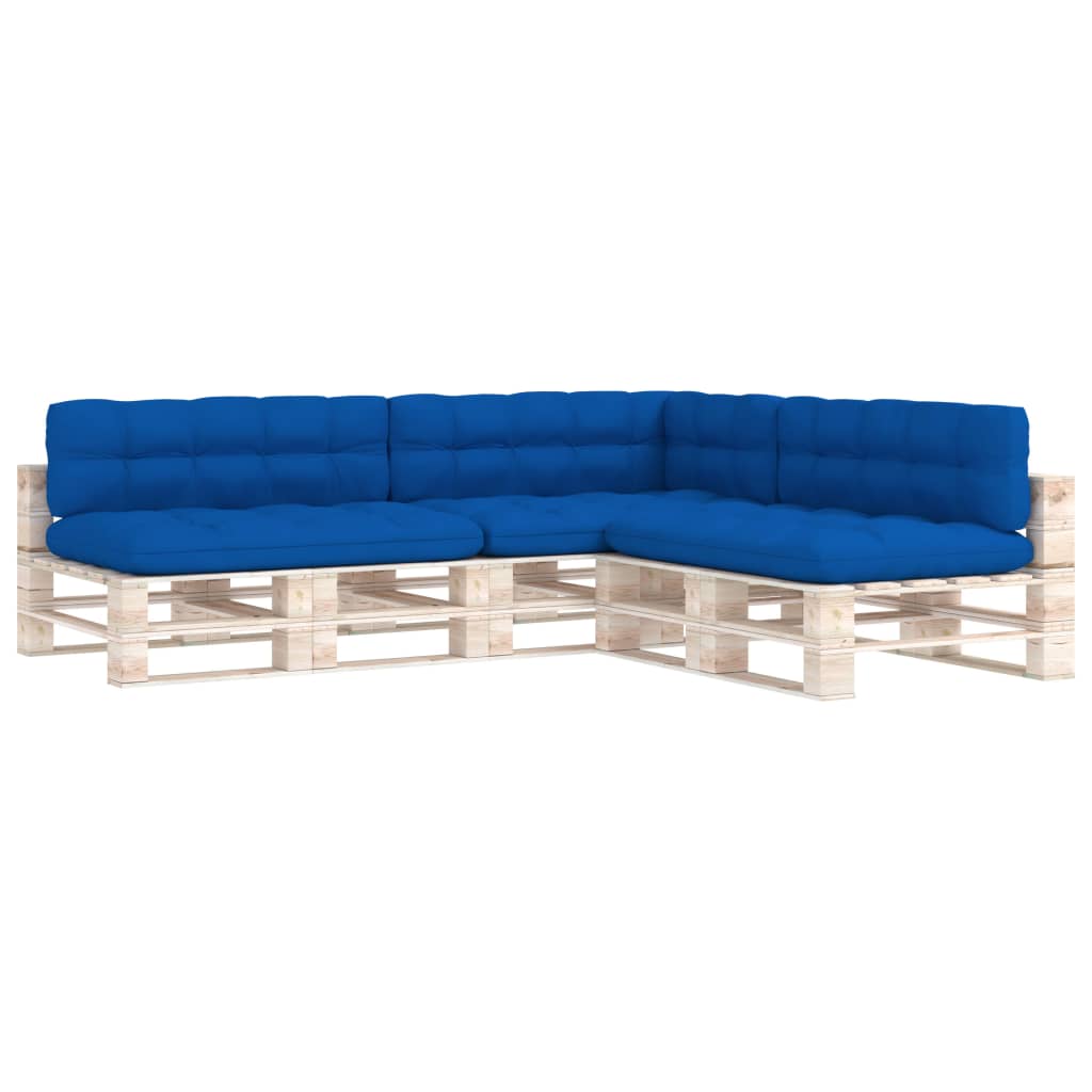Set de 7 perne de canapea din paleti de gradina, vidaXL, Textil-Poliester, 120 x 80 x 12 cm, 160 g/m², Albastru regal