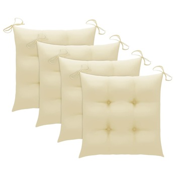 Set de 4 perne cu snur pentru scaun, vidaXL, Tesatura, 50 x 50 x 7 cm, Crem Set de 4 perne cu snur pentru scaun, vidaXL, Tesatura, 50 x 50 x 7 cm, Crem