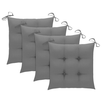 Set de 4 perne cu snur pentru scaun, vidaXL, Tesatura, 50 x 50 x 7 cm, Gri Set de 4 perne cu snur pentru scaun, vidaXL, Tesatura, 50 x 50 x 7 cm, Gri