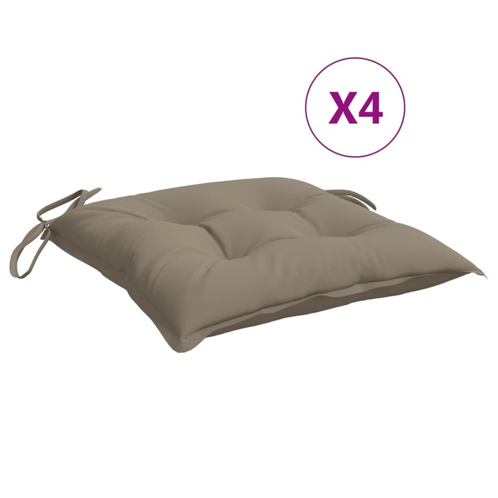 Perne de scaun vidaXL, 4 buc., gri taupe, 50x50x7 cm, textil oxford, 2.03 Kg