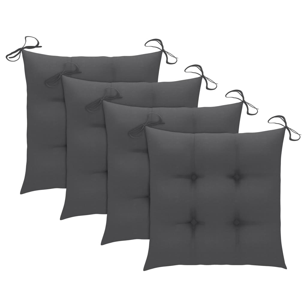 Set de 4 perne cu snur pentru scaun, vidaXL, Tesatura, 50 x 50 x 7 cm, Antracit