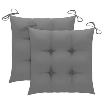 Set de 2 perne cu snur pentru scaun, vidaXL, Tesatura, 40 x 40 x 7 cm, Gri Set de 2 perne cu snur pentru scaun, vidaXL, Tesatura, 40 x 40 x 7 cm, Gri