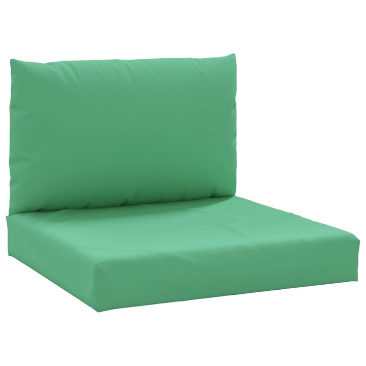 Set perne pentru canapea din paleti vidaXL, 2 buc., verde, textil, 60 x 60 x 8 cm, 1.2 kg