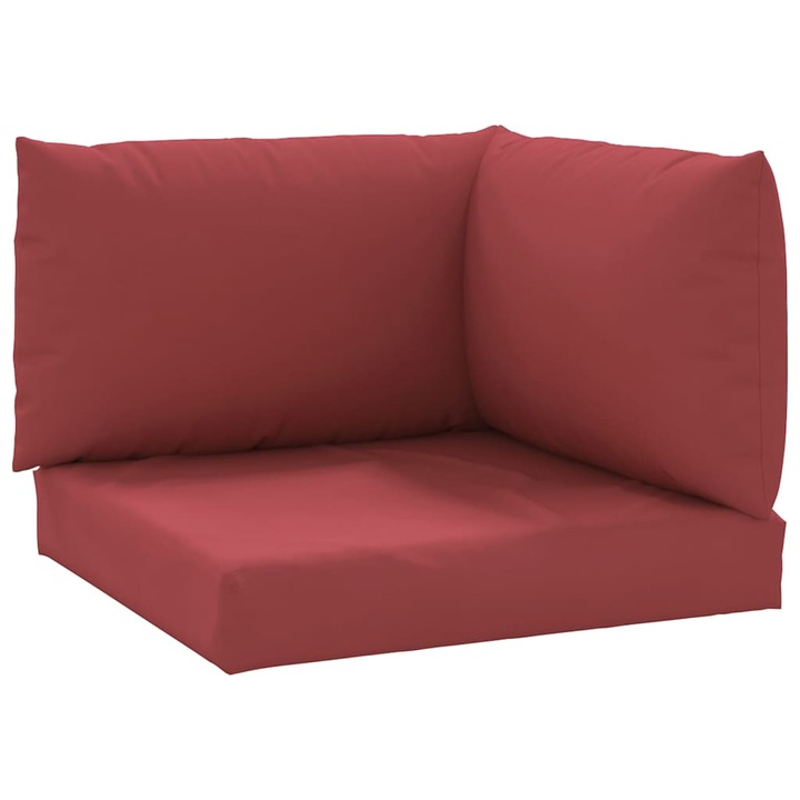 Set perne pentru canapea din paleti vidaXL, 3 buc., rosu vin, textil, 60 x 60 x 8 cm, 1.9 kg