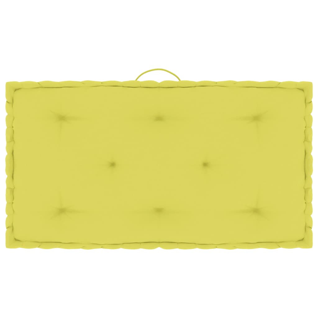 Perna de podea cu maner pentru canapea din paleti, vidaXL, Bumbac, 73 x 40 x 7 cm, Verde