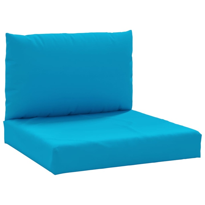 Set perne canapea din paleti vidaXL, 2 buc., albastru deschis, textil, 60 x 60 x 8 cm, 1.2 kg
