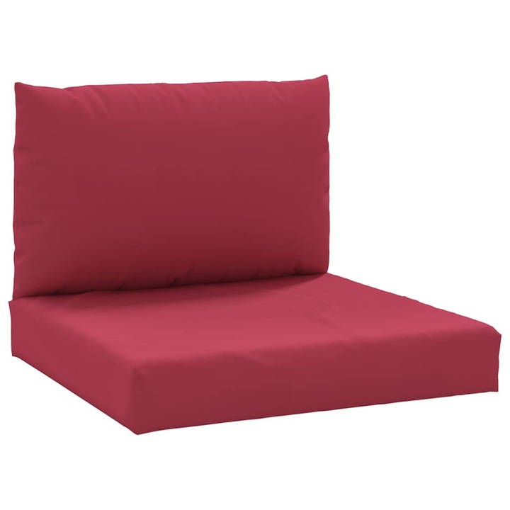 Set perne pentru canapea din paleti vidaXL, 2 buc., rosu vin, textil, 60 x 60 x 8 cm, 1.2 kg