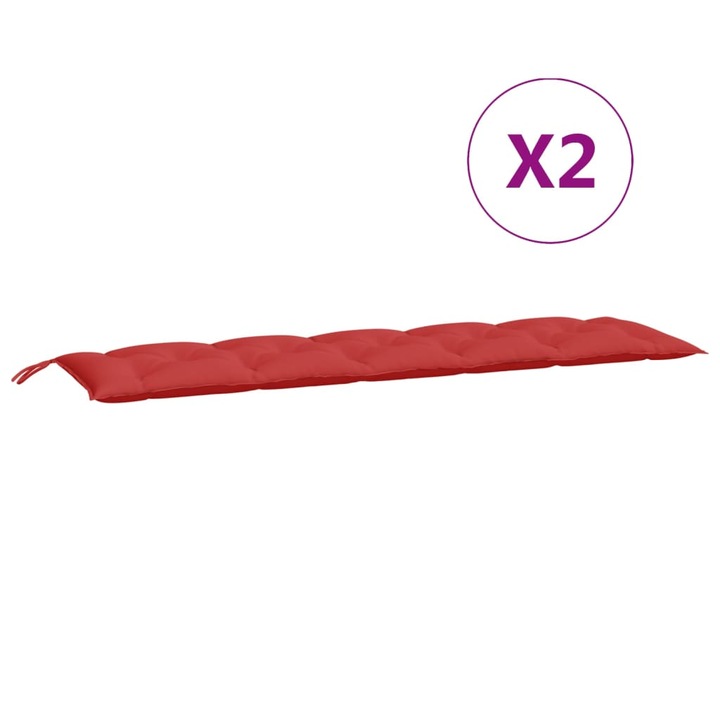 vidaXL 2 db piros oxford szövet kerti padpárna 180 x 50 x 7 cm 315034