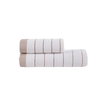 Set 2 prosoape bumbac 100%, 70 x 140 cm, 50 x 90 cm, Class Home Collection, Alb/Maro Set 2 prosoape bumbac 100%, 70 x 140 cm, 50 x 90 cm, Class Home Collection, Alb/Maro