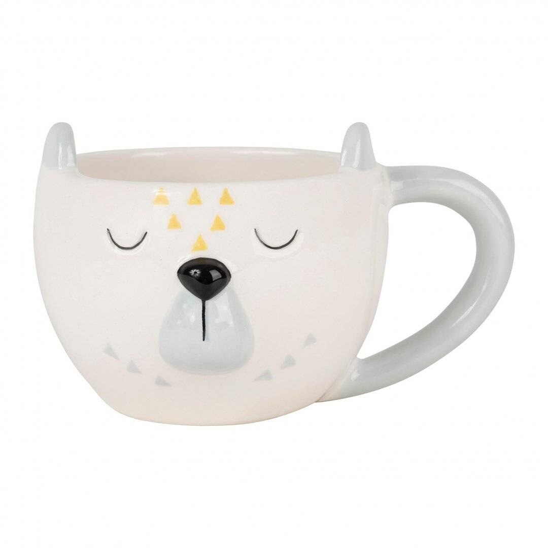 Cana pentru ceai - Bear Cub Matsuri White, Ceramica, 350 ml, Alb