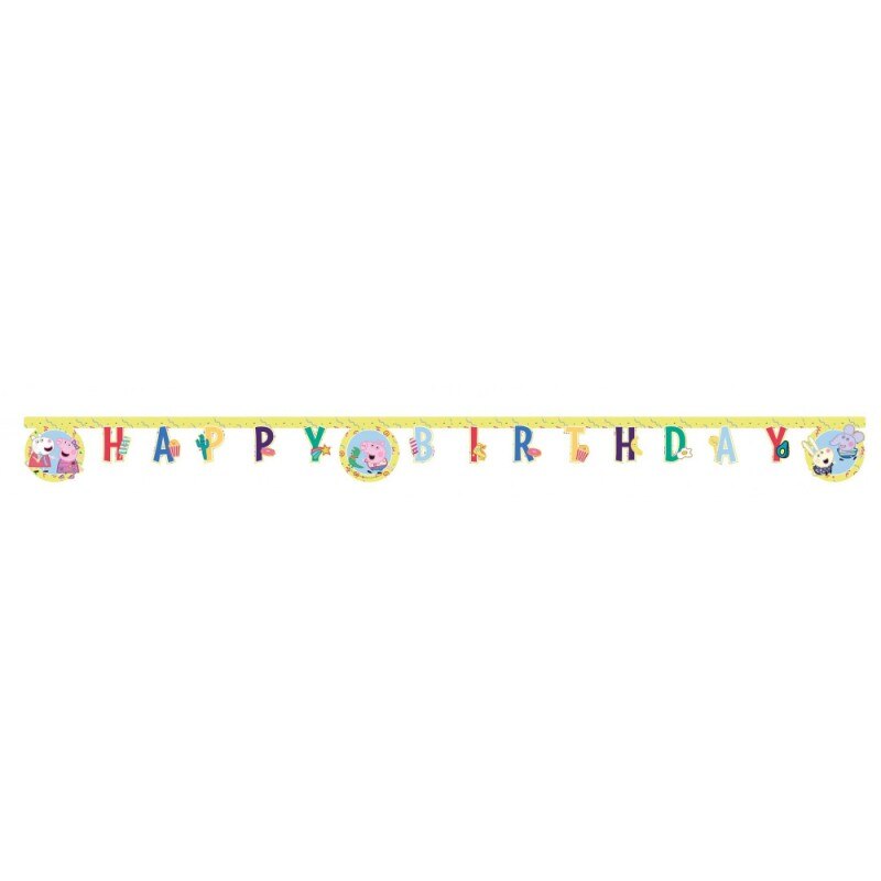 Banner Peppa Pig , Happy Birthday V2 , 3.3m, Multicolor