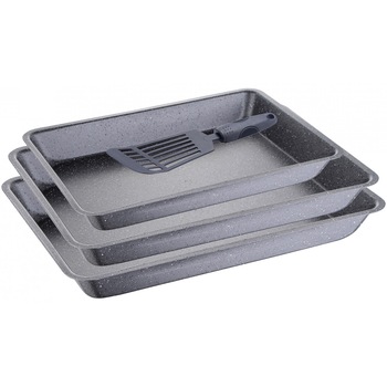 Set 3 tavi Bergner Bake Marble pentru copt cu paleta Set 3 tavi Bergner Bake Marble pentru copt cu paleta