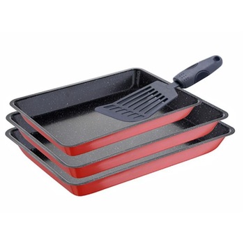 Set 3 tavi pentru copt Bergner Bake Red cu paleta Set 3 tavi pentru copt Bergner Bake Red cu paleta