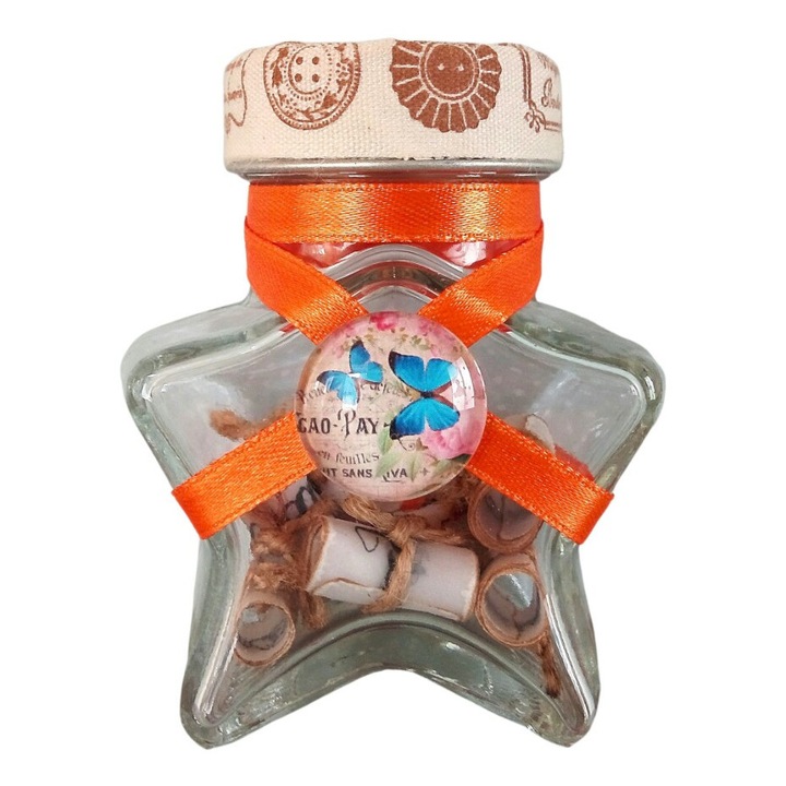 Scrisoare cadou pentru sora - tip puzzle in mini-borcan stea, model 2