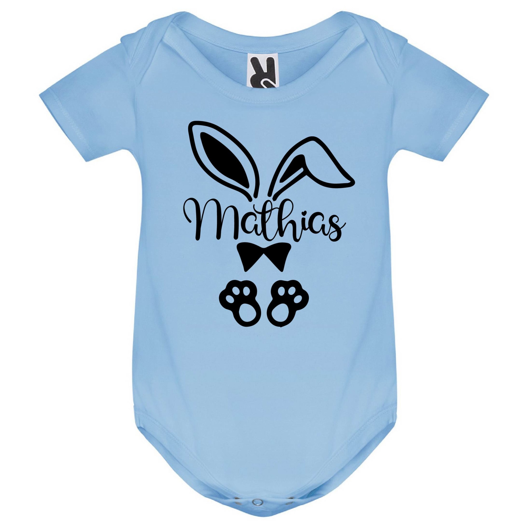 Body copii, albastru celest , pentru Paste, personalizabil cu nume, marime 3 luni