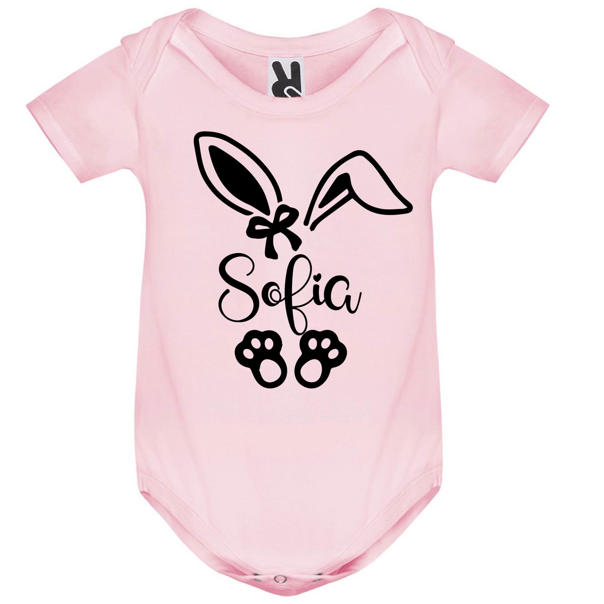 Body copii, roz, pentru Paste, personalizabil cu nume, marime 3 luni