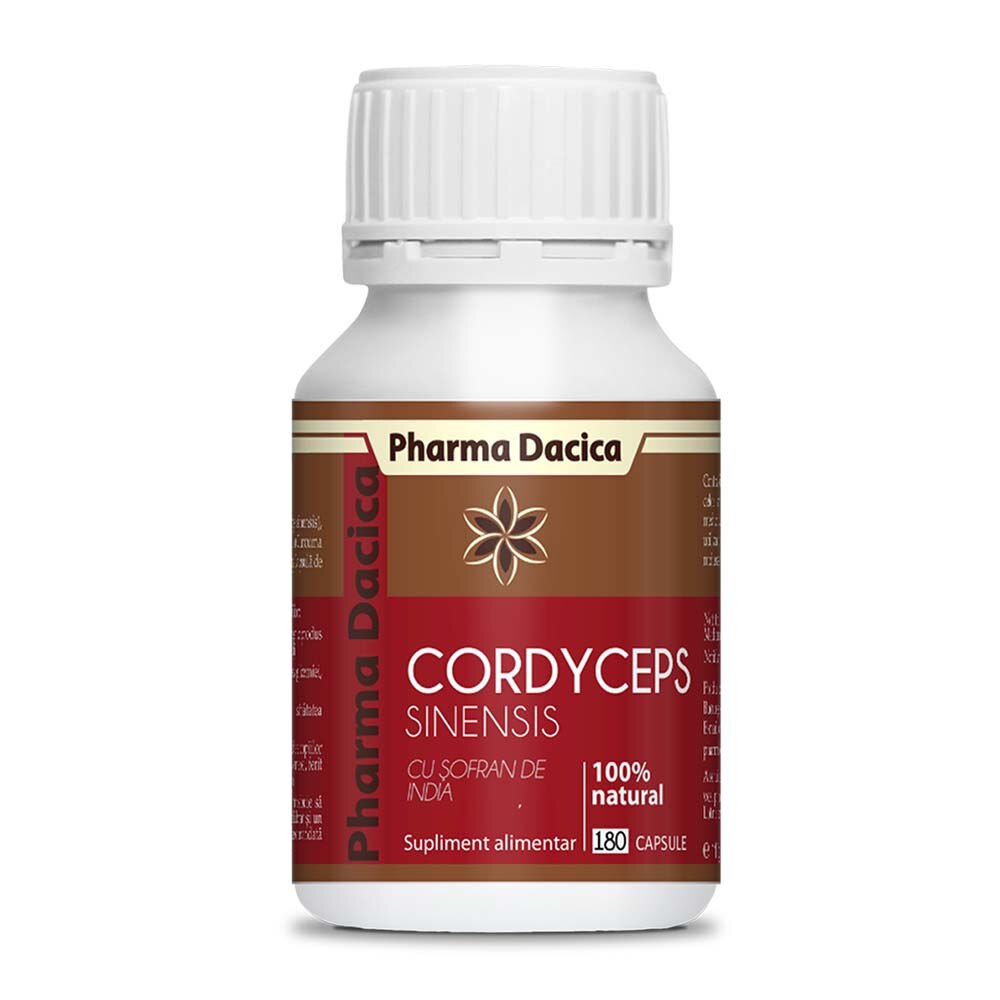 Supliment alimentar cu ciuperca tibetana pentru sustinerea sistemului hepatic, renal si imunitar, Pharma Dacica, 180 capsule