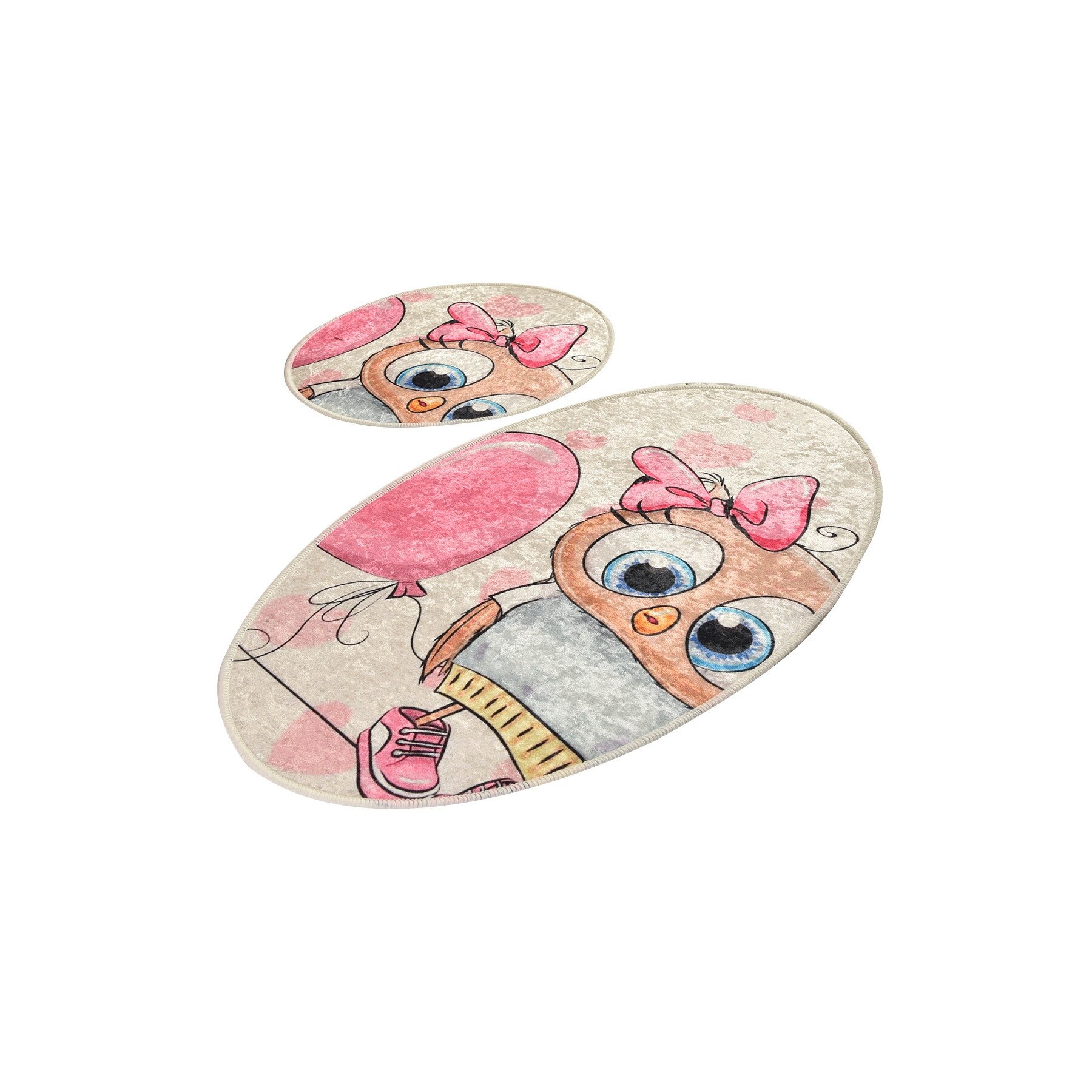 Set 2 covorase baie, material catifelat, 60 x 100, 50 x 60 cm, Chilai Home, Kitty