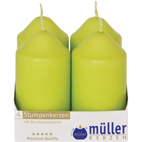Set 4 buc Lumanare butuc 100/50 mm Verde deschis