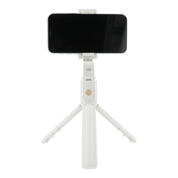 Selfie Stick / Trepied Telescopic, Reglabil, Suport pentru Telefon, Bluetooth si Telecomanda Detasabila, Unghi de Inclinare Reglabil si Rotire la 360 de grade, Alb Selfie Stick / Trepied Telescopic, Reglabil, Suport pentru Telefon, Bluetooth si Telecomanda Detasabila, Unghi de Inclinare Reglabil si Rotire la 360 de grade, Alb