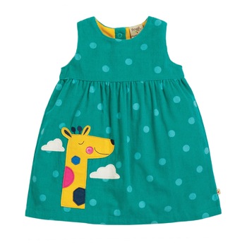 Rochie sarafan, cu Rafa-Girafa, bumbac organic, verde, fete Rochie sarafan, cu Rafa-Girafa, bumbac organic, verde, fete