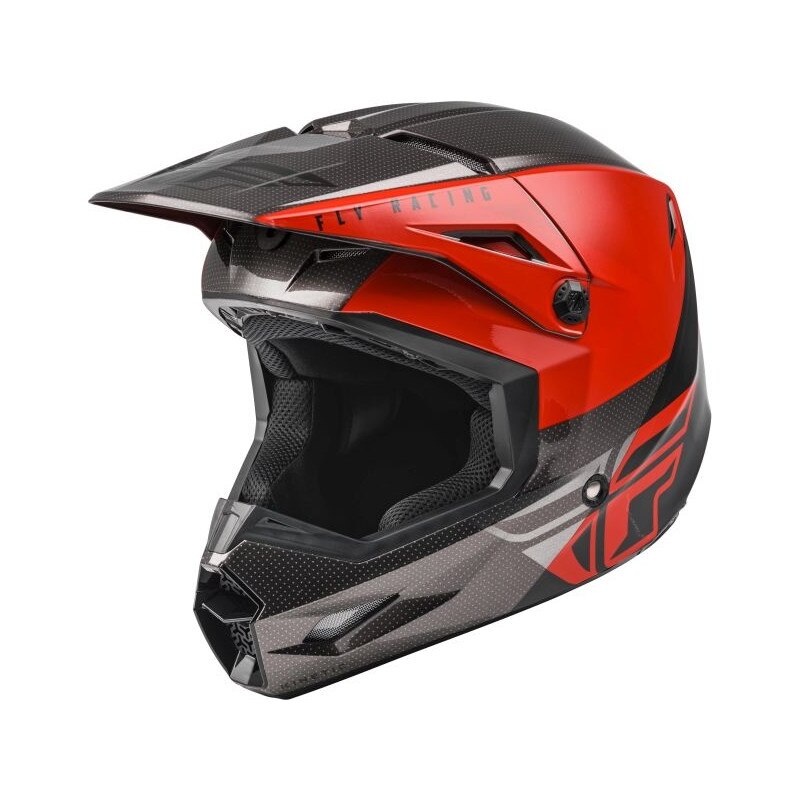 Casca cross/enduro Fly Racing Kinetic Straight Edge Ece, negru/gri/rosu, marime S