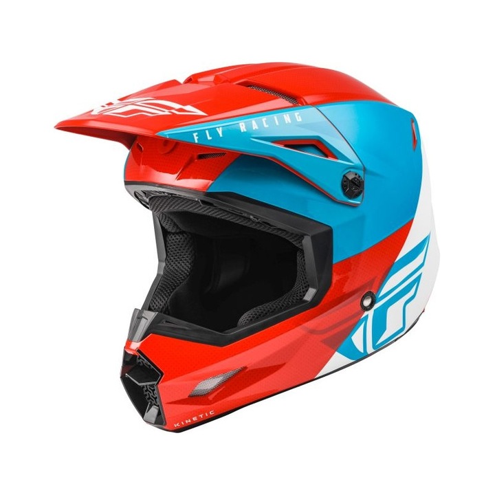 Casca cross/enduro Fly Racing Kinetic Straight Edge Ece, albastru/rosu/alb, marime L