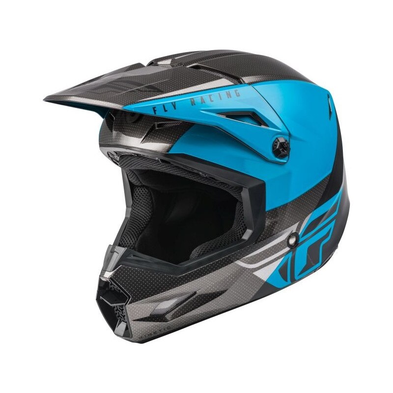 Casca cross/enduro Fly Racing Kinetic Straight Edge Ece, negru/albastru/gri, marime 2XL